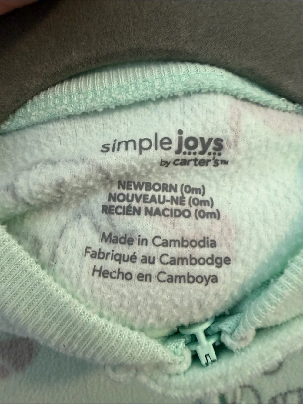 Simple Joys by Carters Mint Elephant Print Fleece Footed One-Piece for Kids